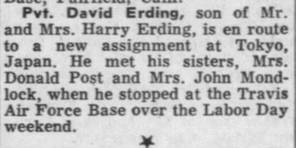 Pvt. David Erding is assigned to Tokyo